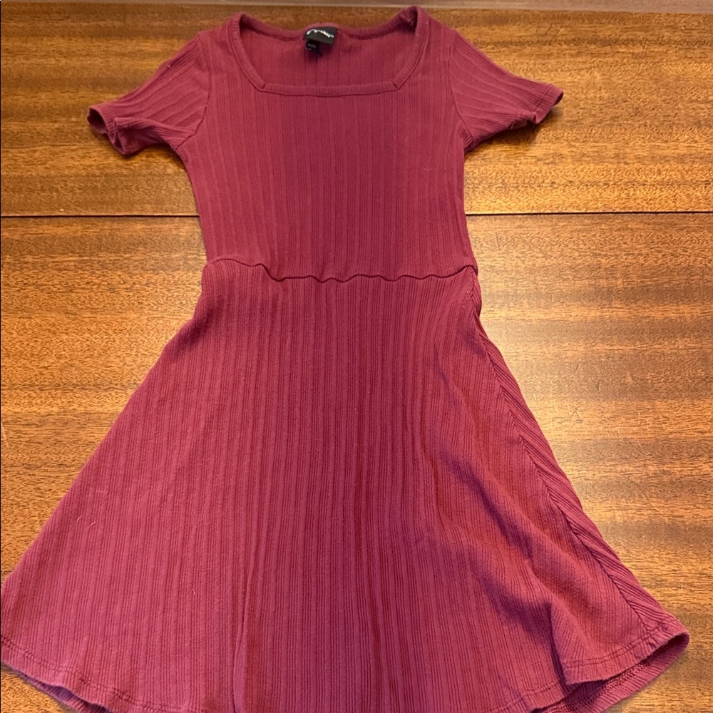 Art Class Ribbed Maroon Dress